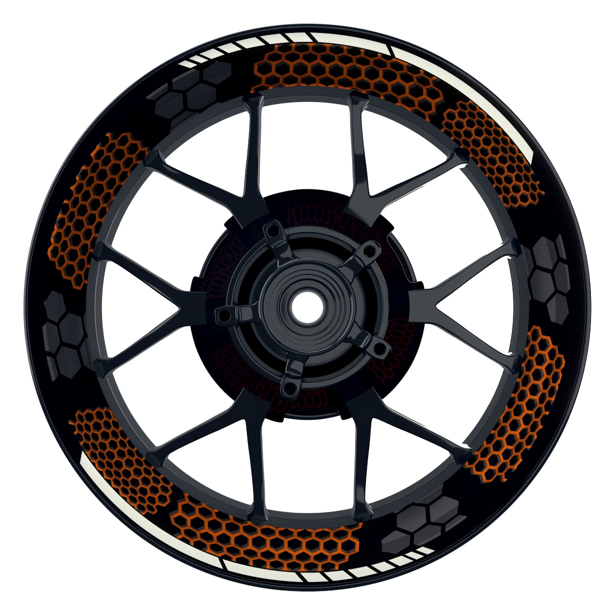 Felgenaufkleber Hexagon schwarz neutral NEU Wheelsticker Premium orange