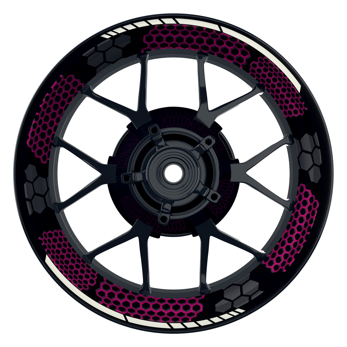 Felgenaufkleber Hexagon schwarz neutral NEU Wheelsticker Premium pink
