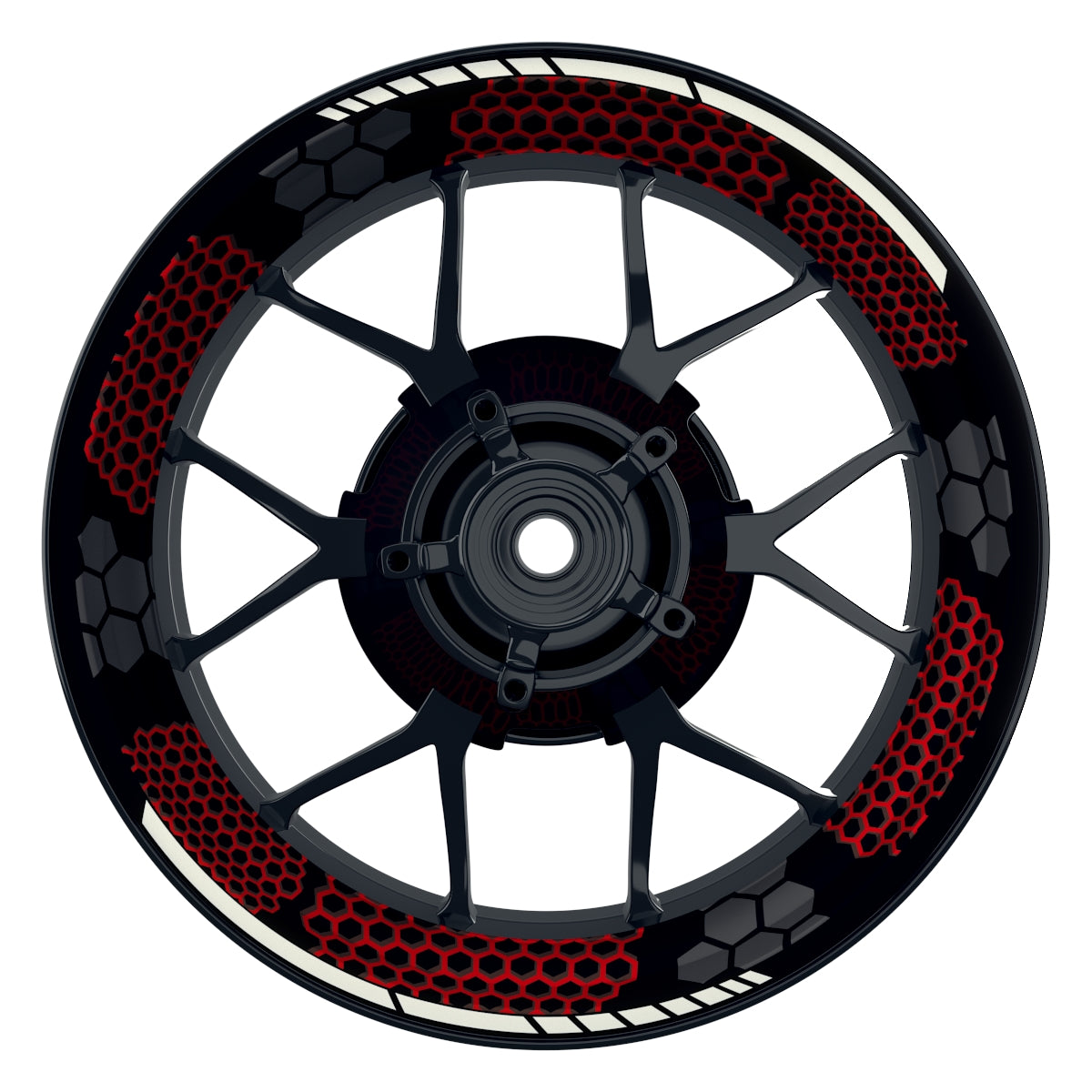 Felgenaufkleber Hexagon schwarz neutral NEU Wheelsticker Premium rot