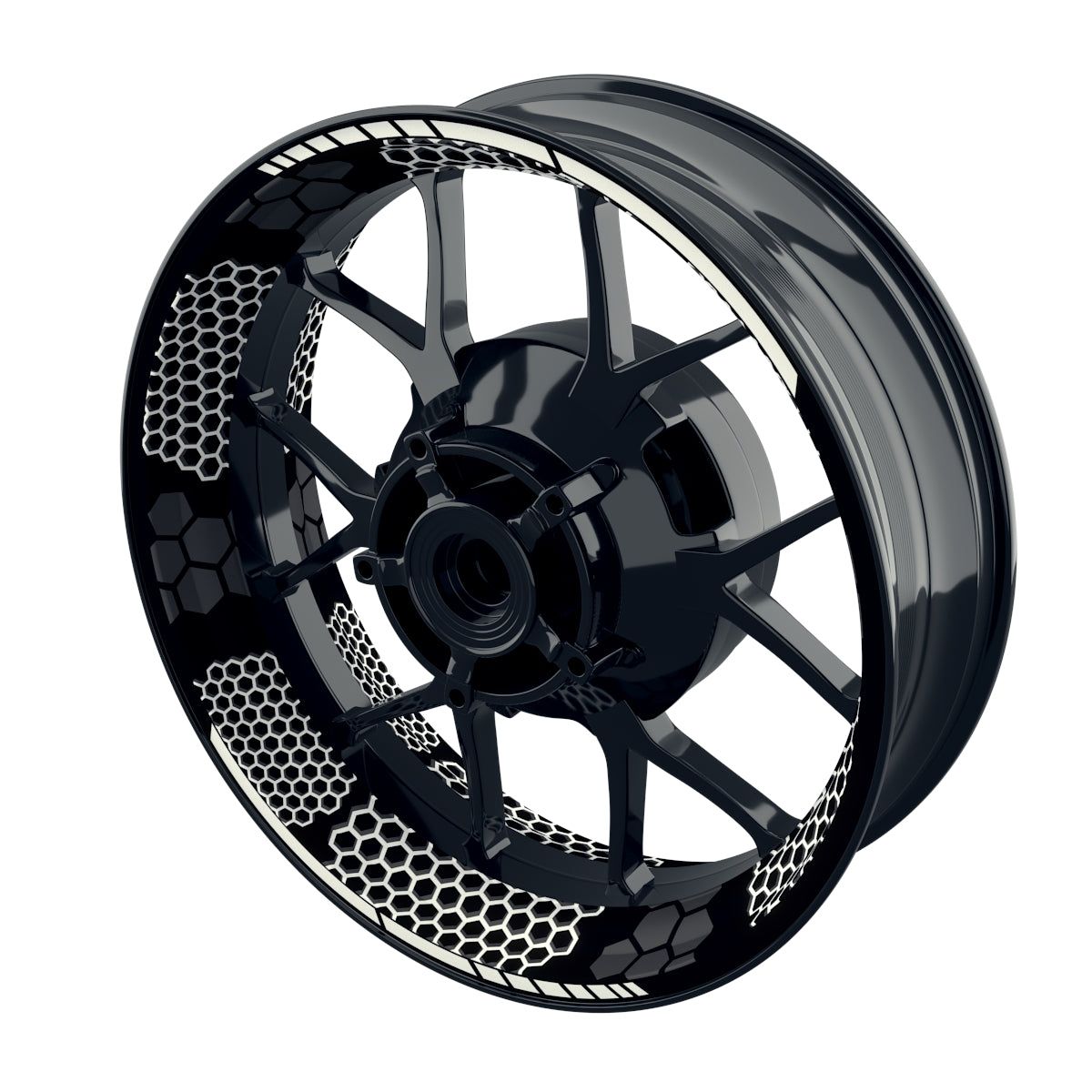 Felgenaufkleber Hexagon schwarz neutral NEU Wheelsticker Premium weiss