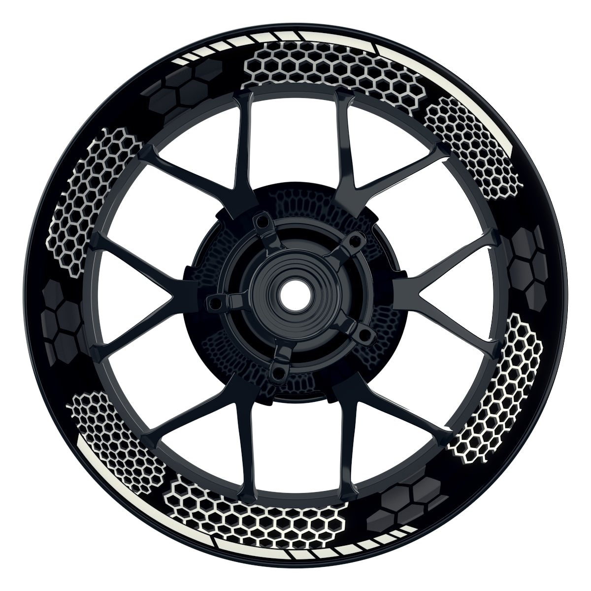 Felgenaufkleber Hexagon schwarz neutral NEU Wheelsticker Premium weiss