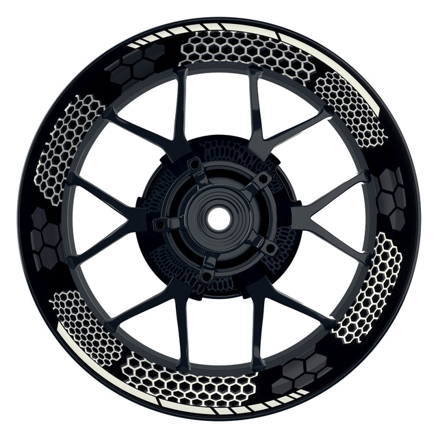 Felgenaufkleber Hexagon schwarz neutral NEU Wheelsticker Premium weiss