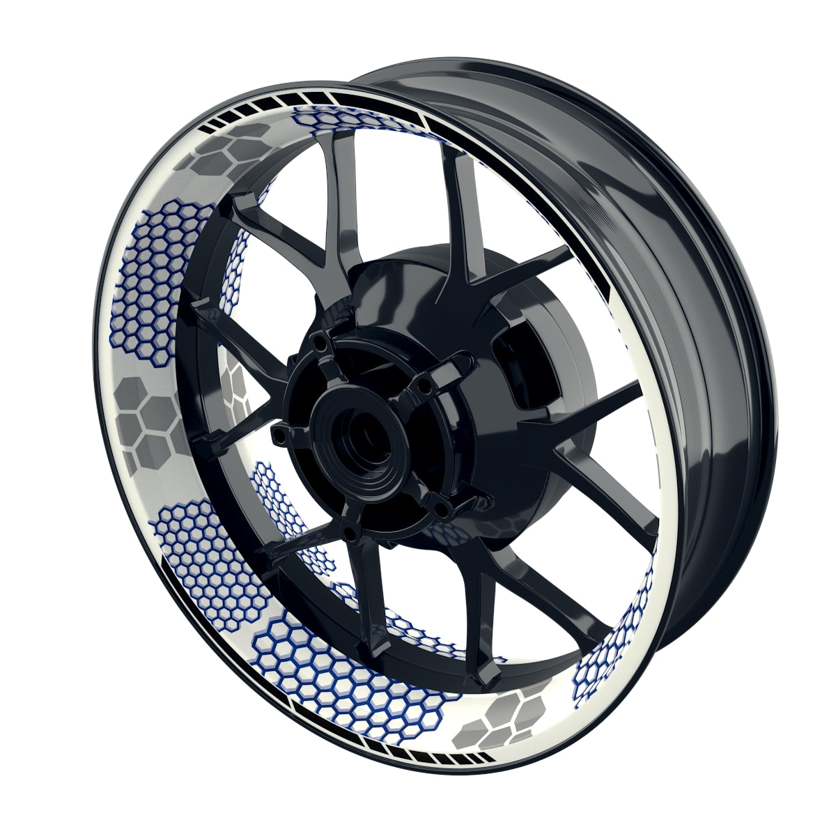 Felgenaufkleber Hexagon weiss neutral Wheelsticker Premium blau