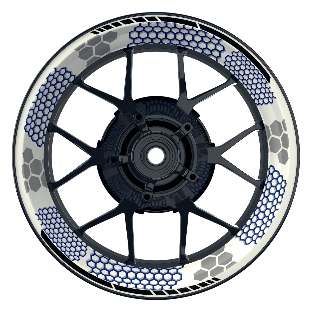 Felgenaufkleber Hexagon weiss neutral Wheelsticker Premium blau