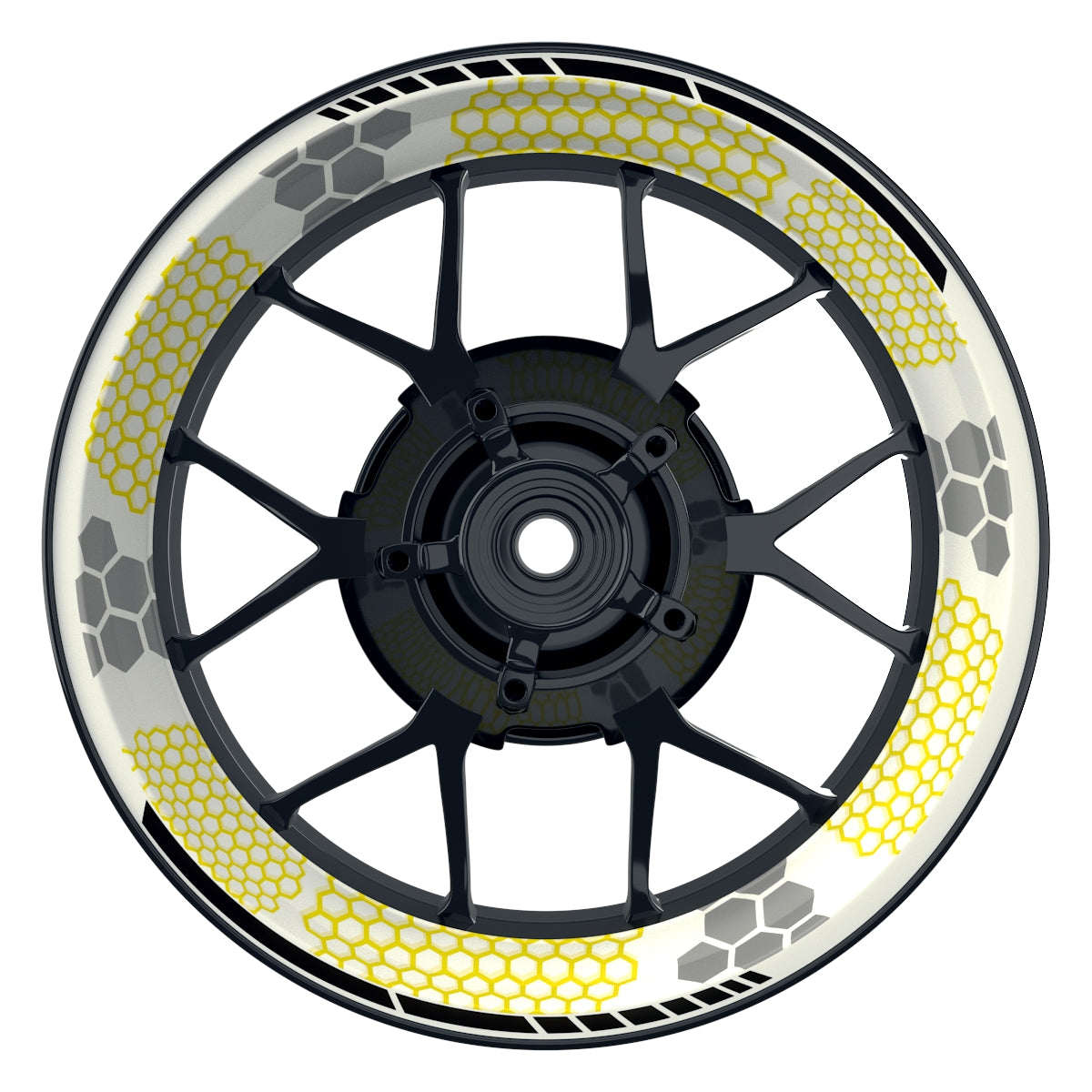 Felgenaufkleber Hexagon weiss neutral Wheelsticker Premium gelb