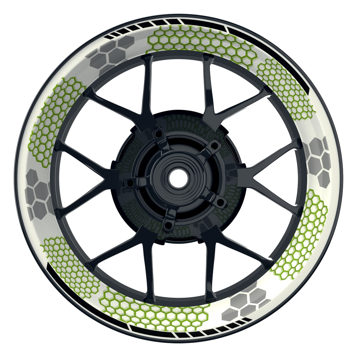 Felgenaufkleber Hexagon weiss neutral Wheelsticker Premium grün
