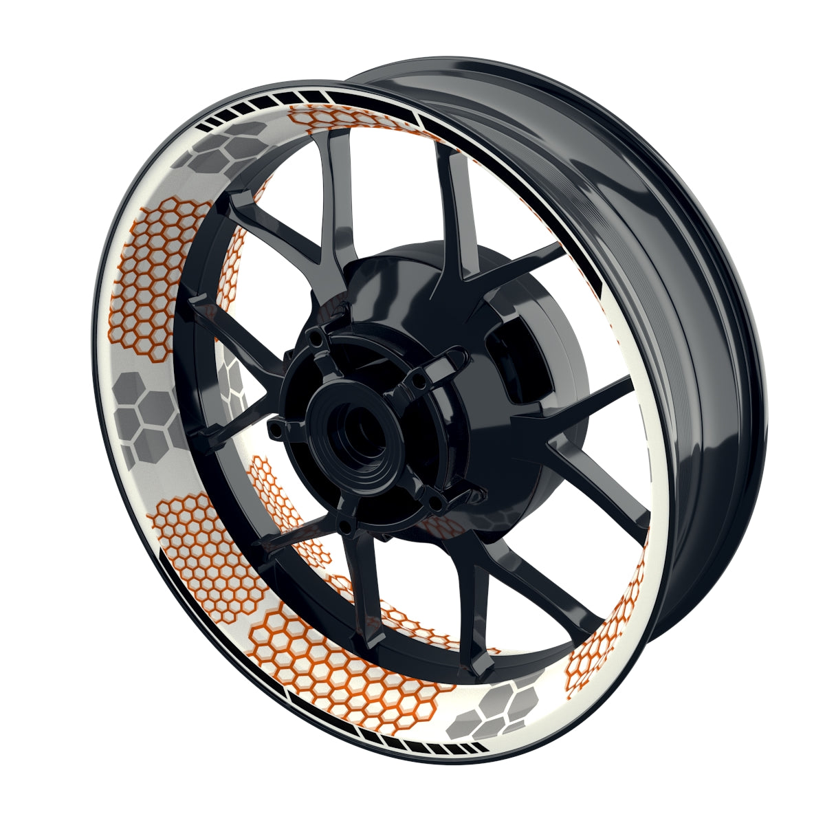 Felgenaufkleber Hexagon weiss neutral Wheelsticker Premium orange