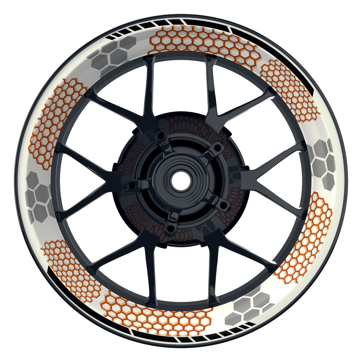 Felgenaufkleber Hexagon weiss neutral Wheelsticker Premium orange