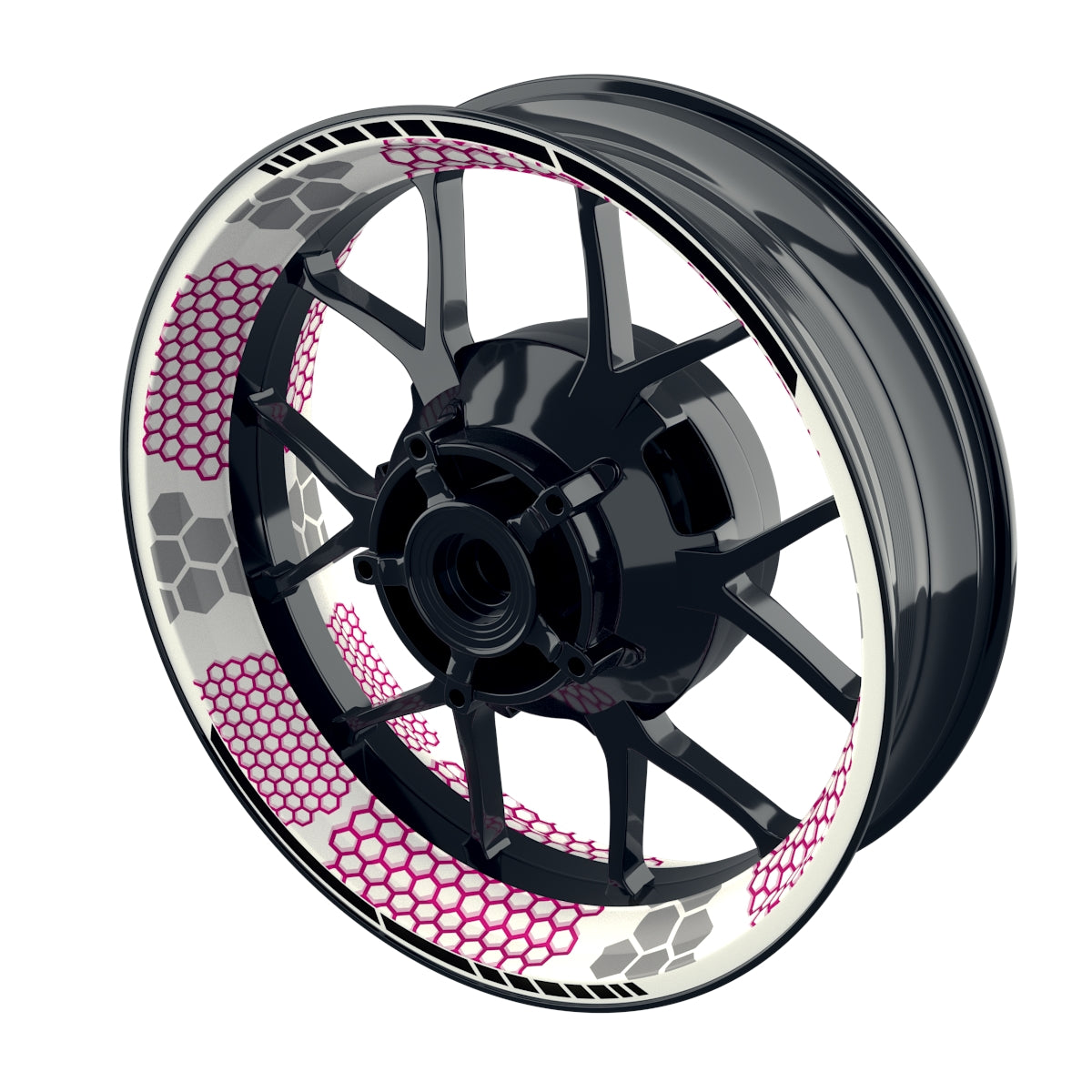 Felgenaufkleber Hexagon weiss neutral Wheelsticker Premium pink