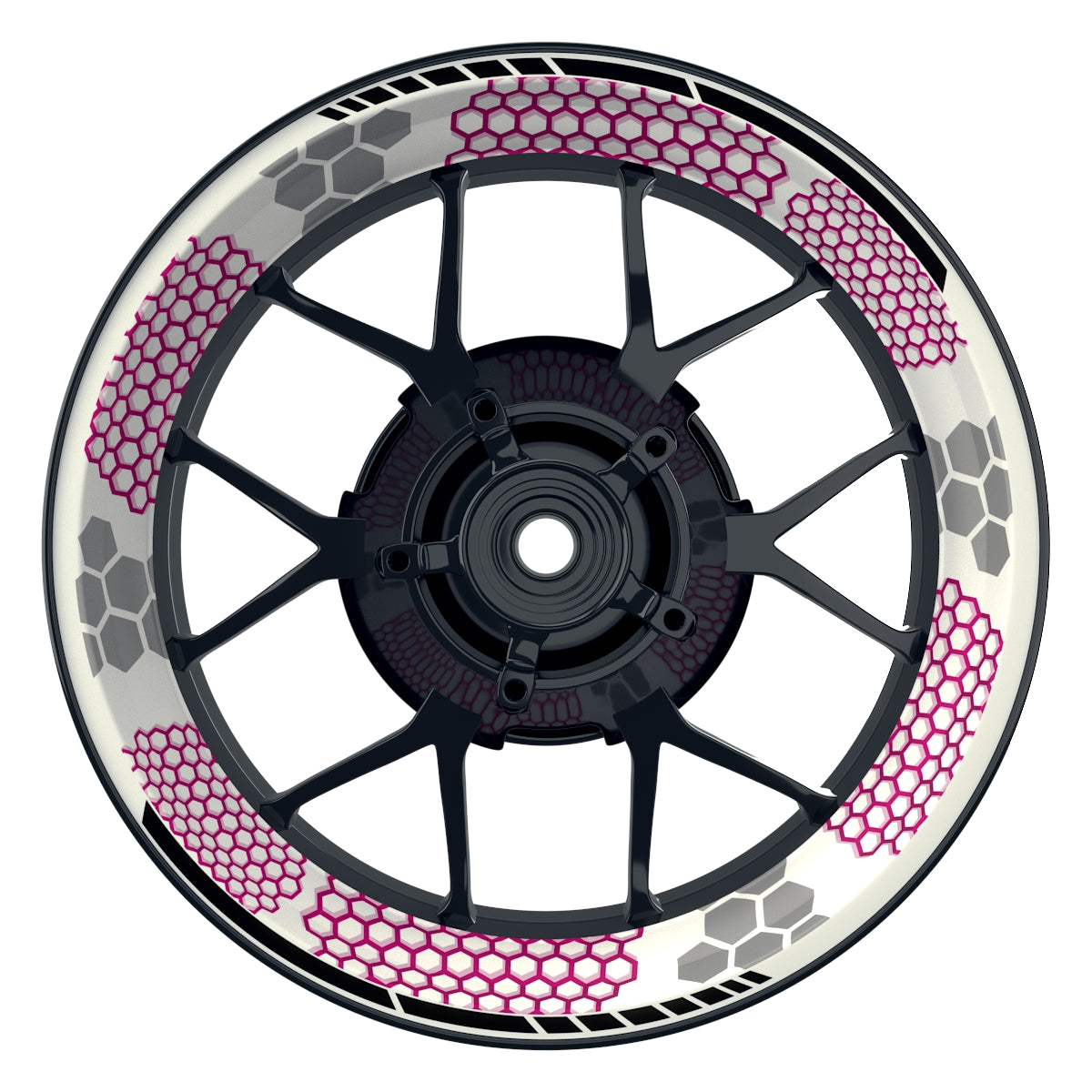 Felgenaufkleber Hexagon weiss neutral Wheelsticker Premium pink