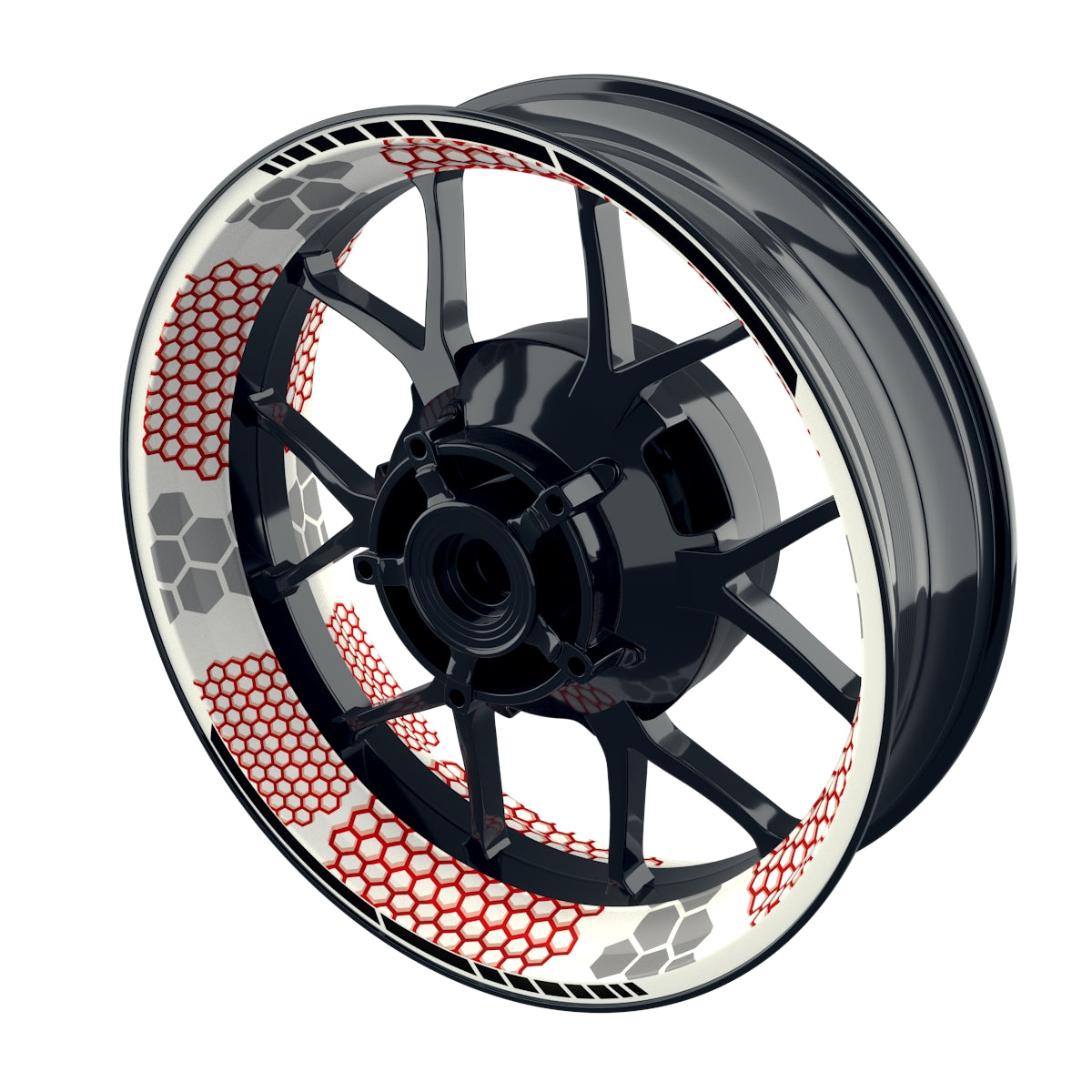 Felgenaufkleber Hexagon weiss neutral Wheelsticker Premium rot
