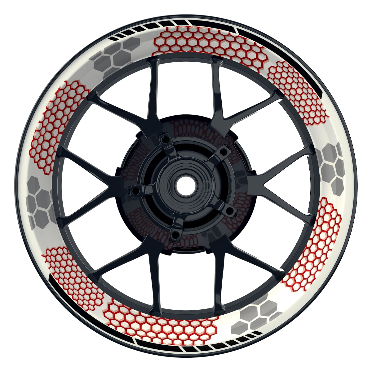 Felgenaufkleber Hexagon weiss neutral Wheelsticker Premium rot
