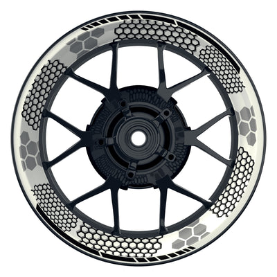 Felgenaufkleber Hexagon weiss neutral Wheelsticker Premium schwarz