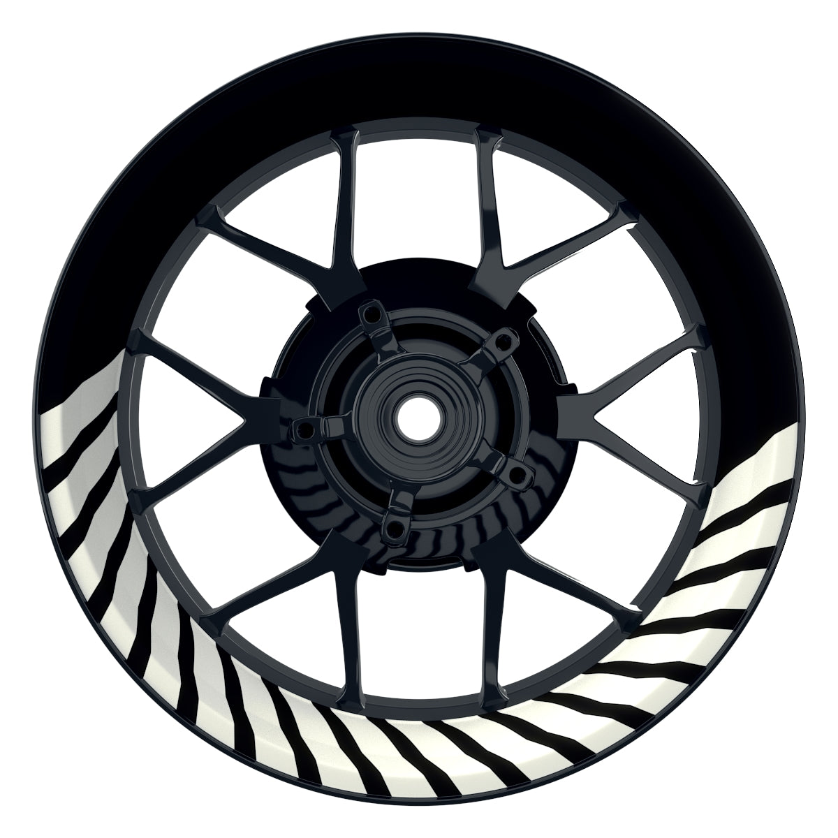 Felgenaufkleber Hypnotic weiss Wheelsticker Premium schwarz