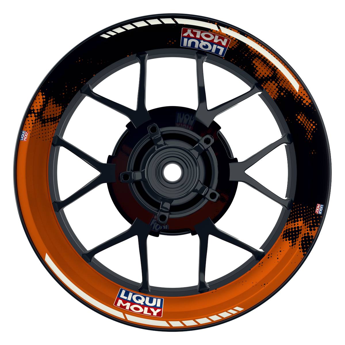 Felgenaufkleber Liqui Moly Motiv DOTS schwarz Wheelsticker Premium orange
