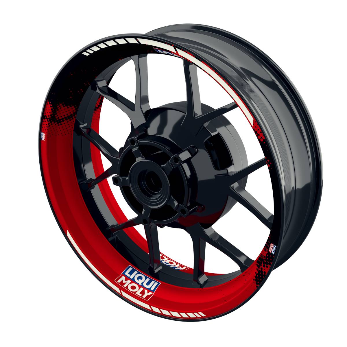 Felgenaufkleber Liqui Moly Motiv DOTS schwarz Wheelsticker Premium rot