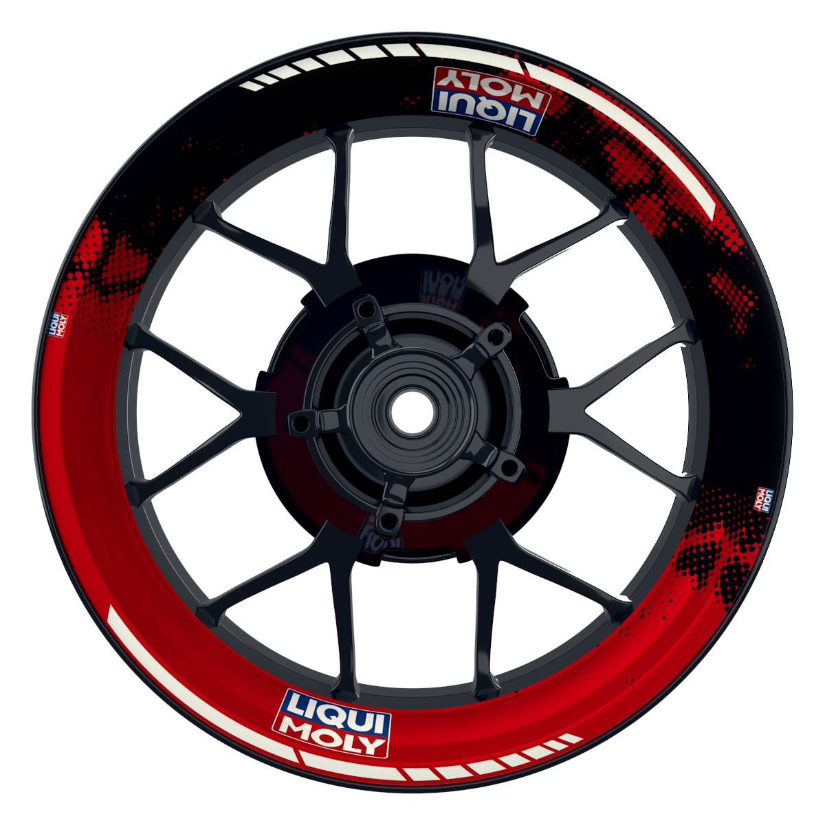 Felgenaufkleber Liqui Moly Motiv DOTS schwarz Wheelsticker Premium rot
