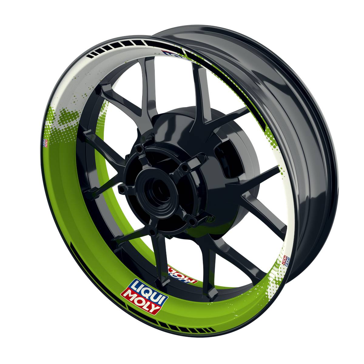 Felgenaufkleber Liqui Moly Motiv DOTS weiss Wheelsticker Premium grün