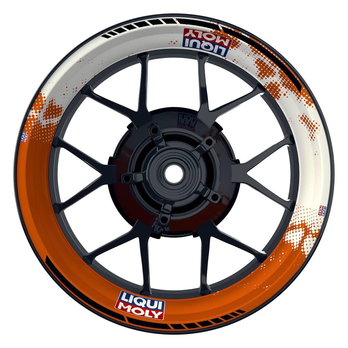 Felgenaufkleber Liqui Moly Motiv DOTS weiss Wheelsticker Premium orange