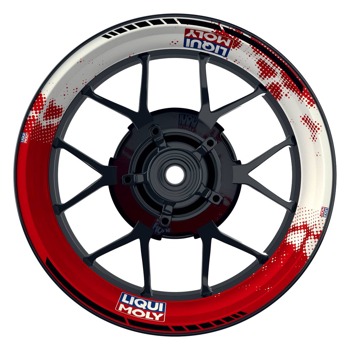 Felgenaufkleber Liqui Moly Motiv DOTS weiss Wheelsticker Premium rot