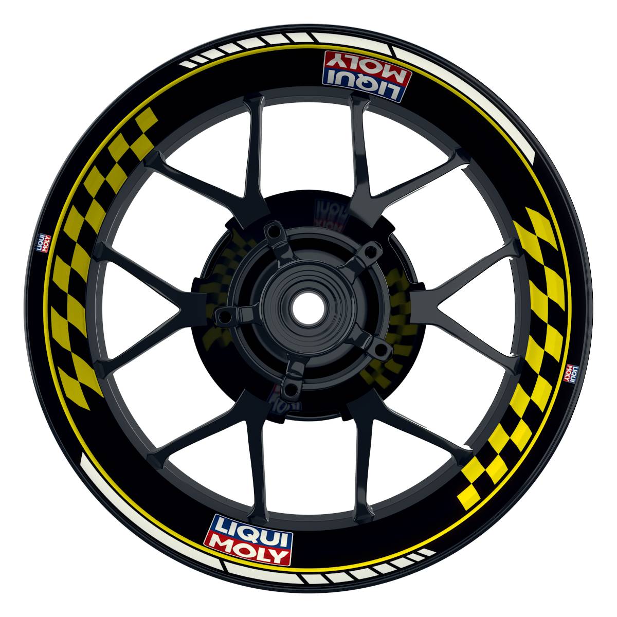 Felgenaufkleber Liqui Moly Motiv GRID schwarz Wheelsticker Premium gelb