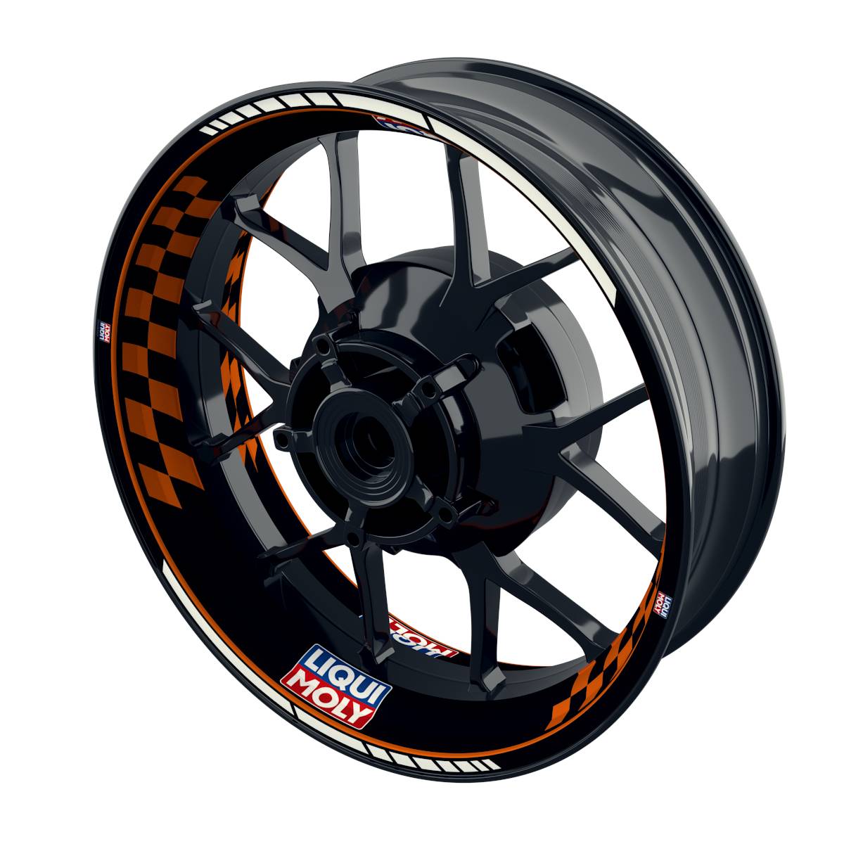Felgenaufkleber Liqui Moly Motiv GRID schwarz Wheelsticker Premium orange