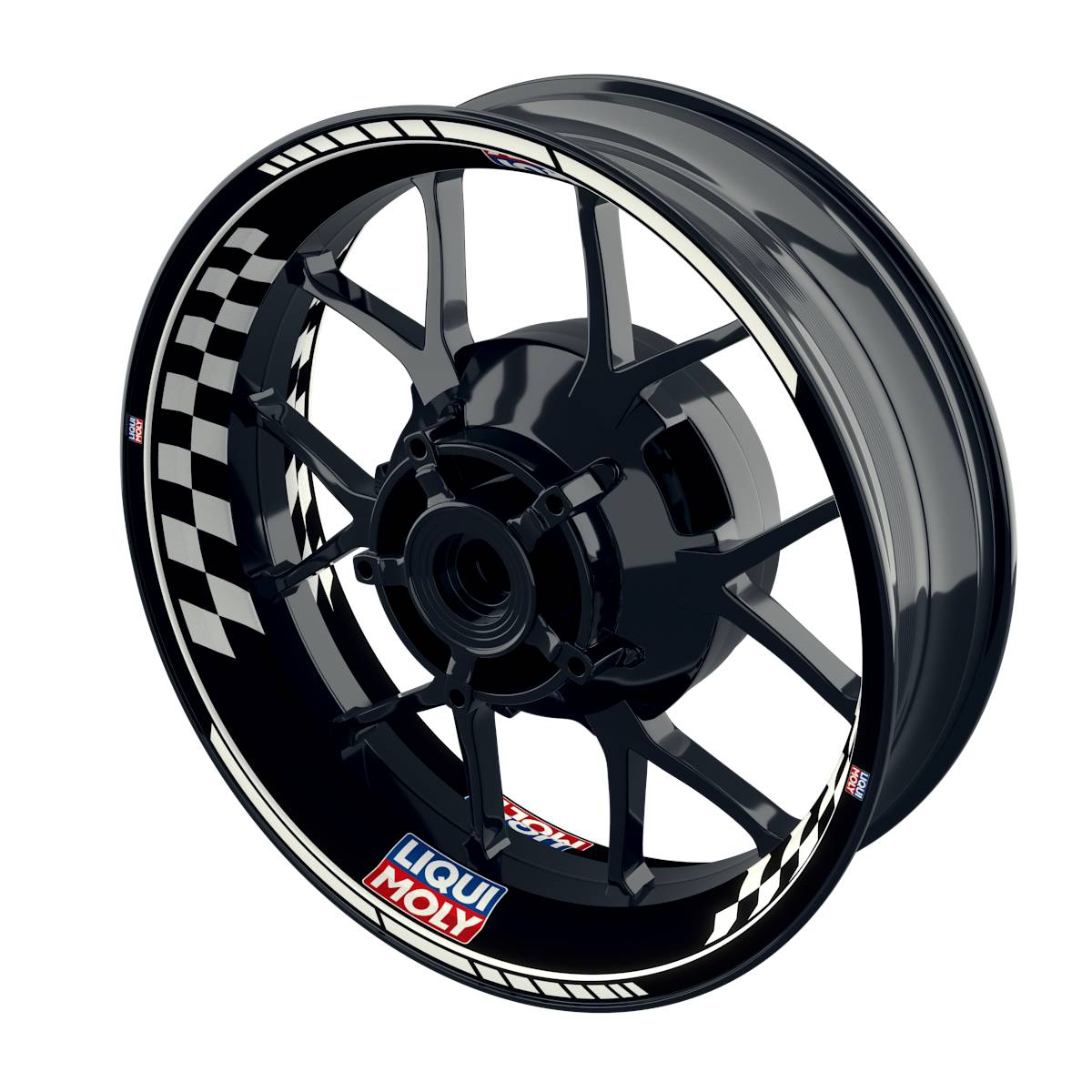 Felgenaufkleber Liqui Moly Motiv GRID schwarz Wheelsticker Premium weiss