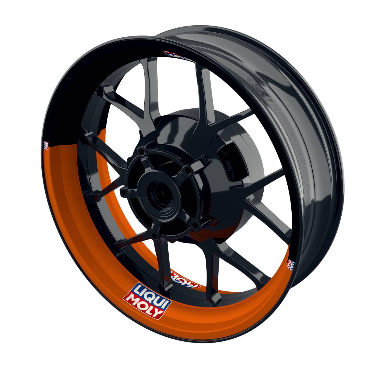 Felgenaufkleber Liqui Moly Motiv Halb Halb schwarz Wheelsticker Premium orange