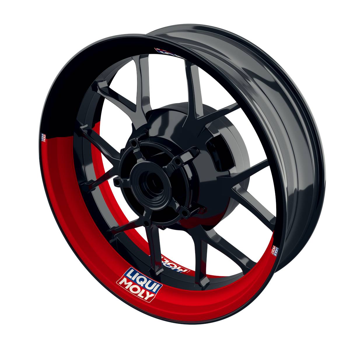 Felgenaufkleber Liqui Moly Motiv Halb Halb schwarz Wheelsticker Premium rot