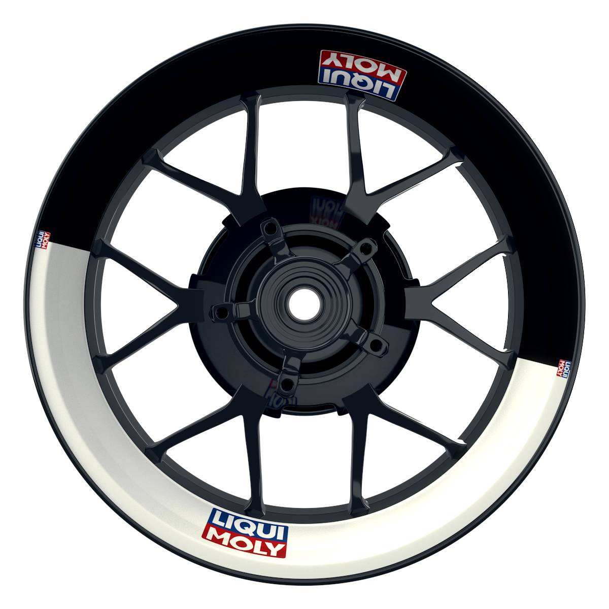 Felgenaufkleber Liqui Moly Motiv Halb Halb schwarz Wheelsticker Premium weiss
