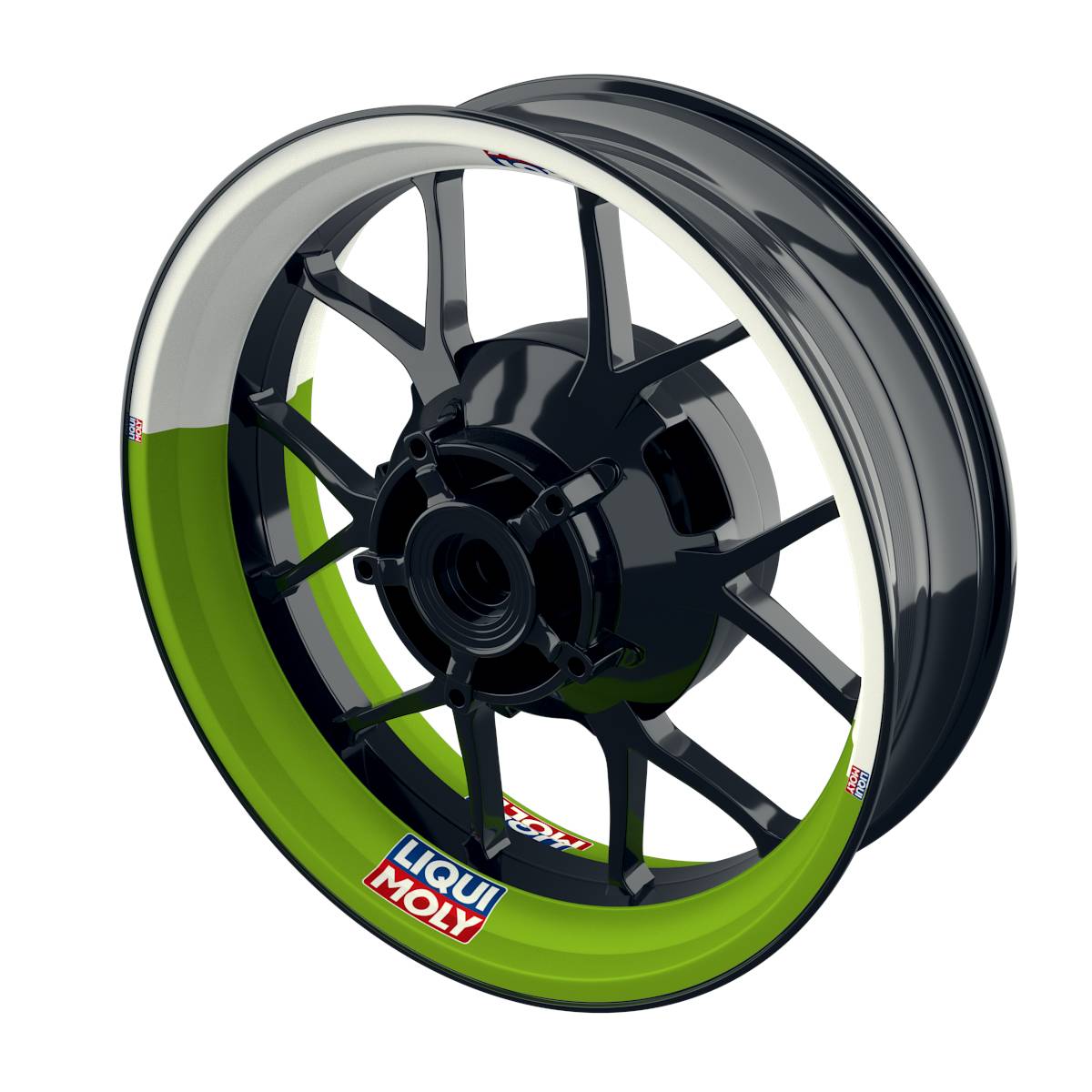 Felgenaufkleber Liqui Moly Motiv Halb Halb weiss Wheelsticker Premium grün