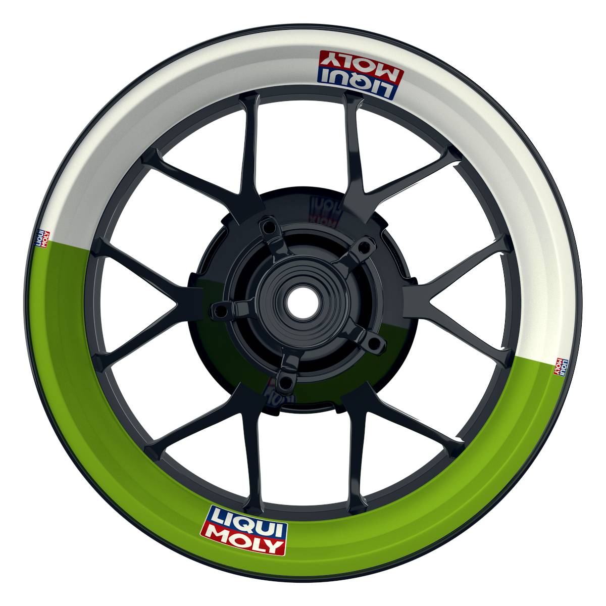Felgenaufkleber Liqui Moly Motiv Halb Halb weiss Wheelsticker Premium grün