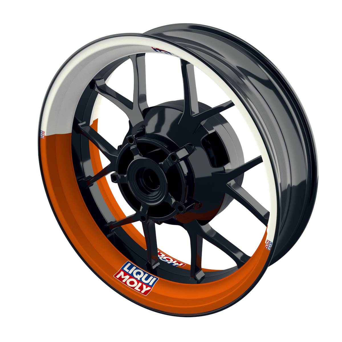 Felgenaufkleber Liqui Moly Motiv Halb Halb weiss Wheelsticker Premium orange