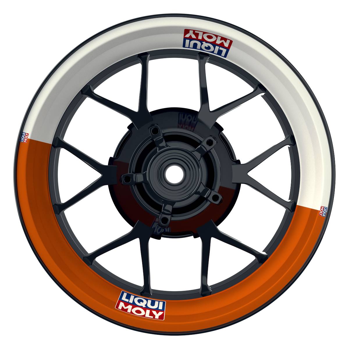 Felgenaufkleber Liqui Moly Motiv Halb Halb weiss Wheelsticker Premium orange