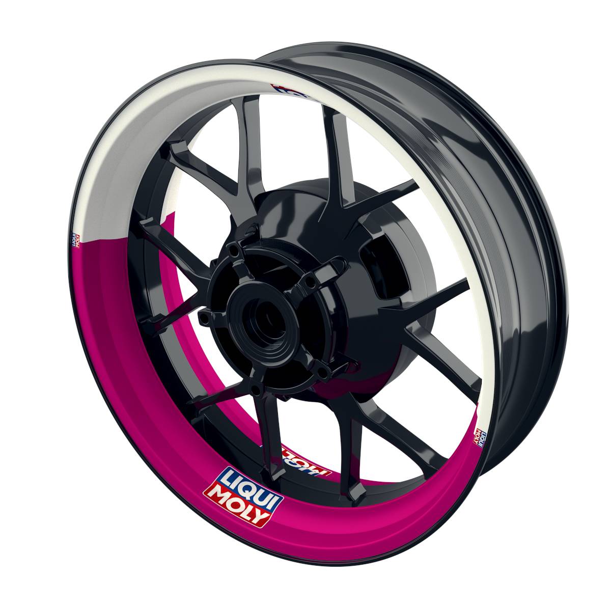 Felgenaufkleber Liqui Moly Motiv Halb Halb weiss Wheelsticker Premium pink
