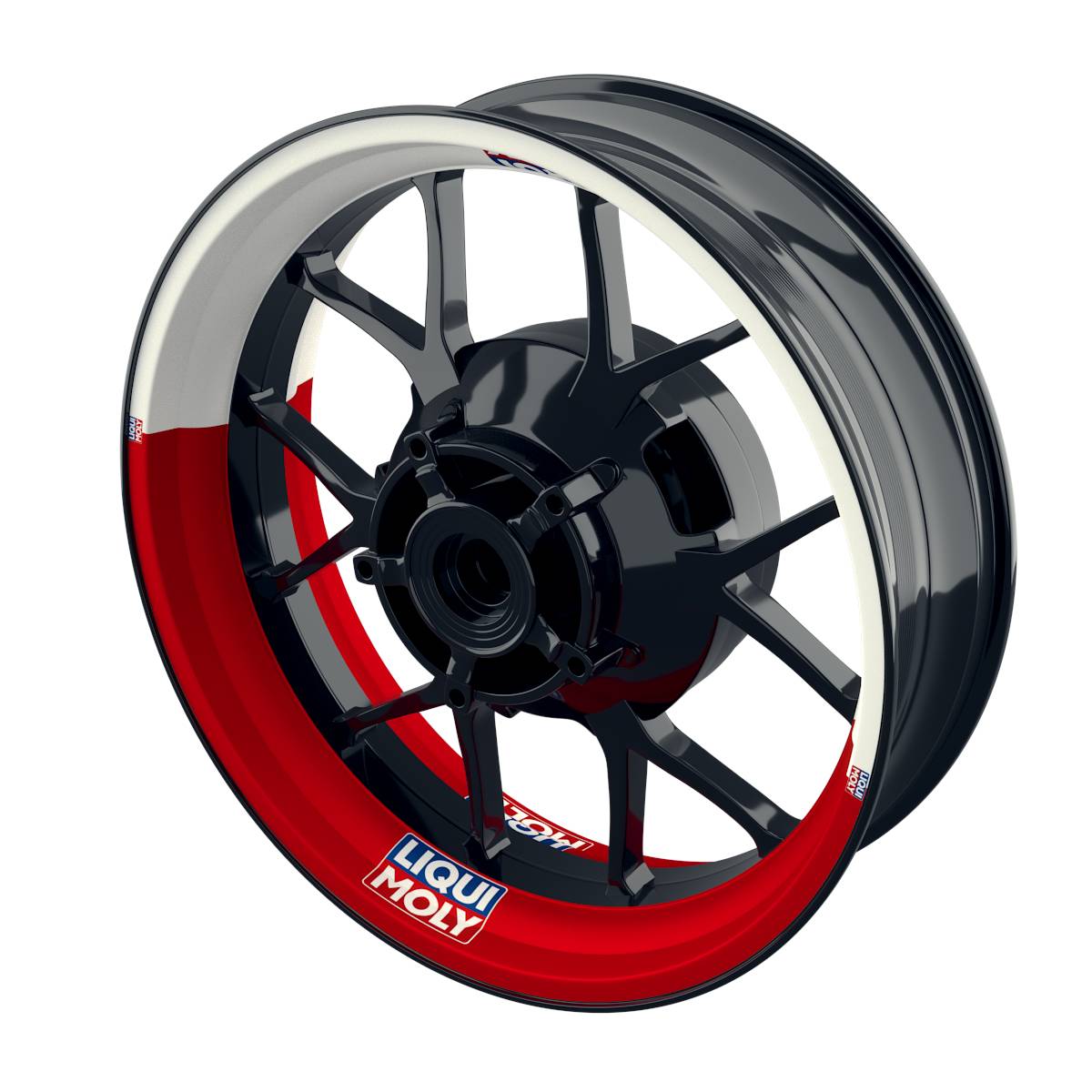 Felgenaufkleber Liqui Moly Motiv Halb Halb weiss Wheelsticker Premium rot