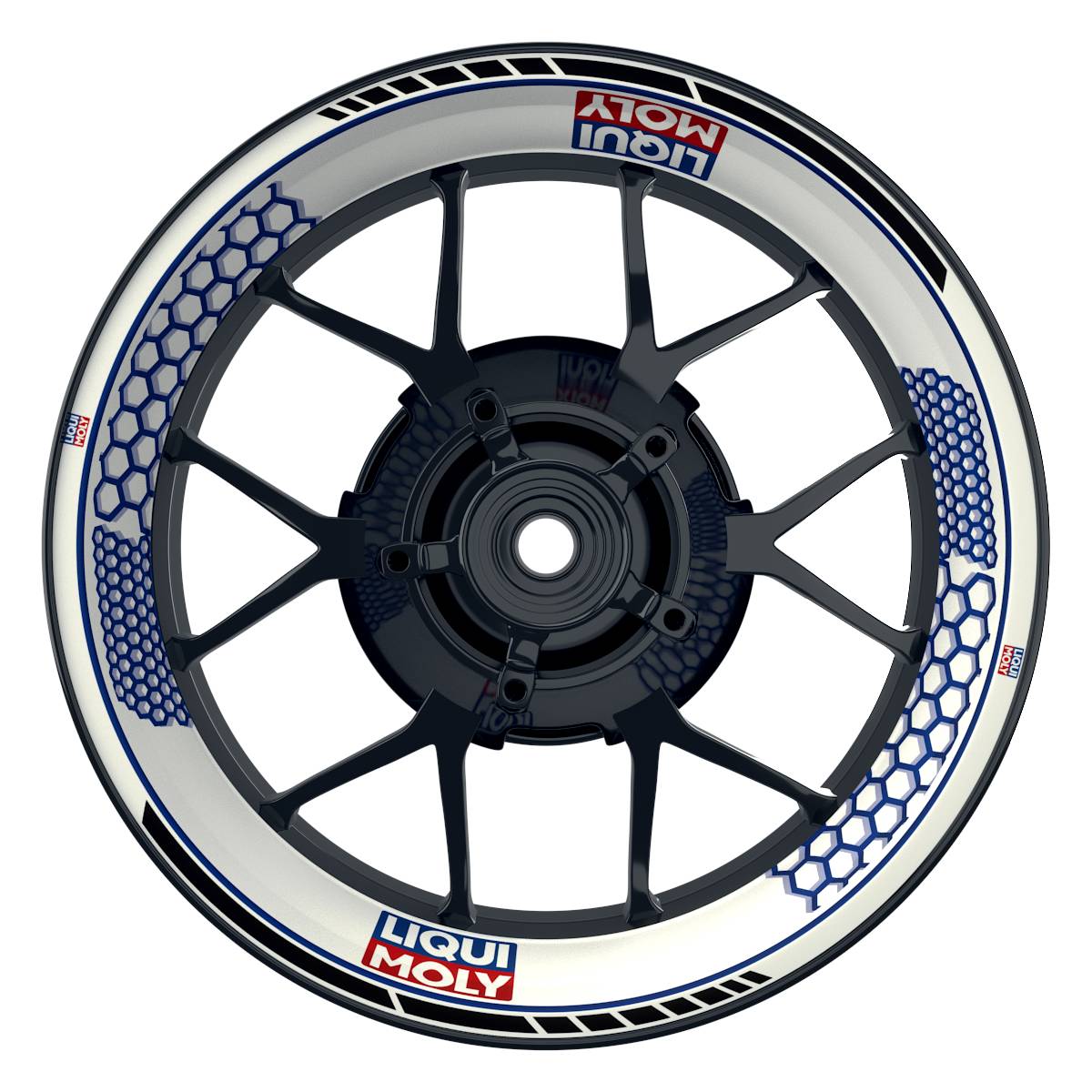 Felgenaufkleber Liqui Moly Motiv Hexagon weiss Wheelsticker Premium blau