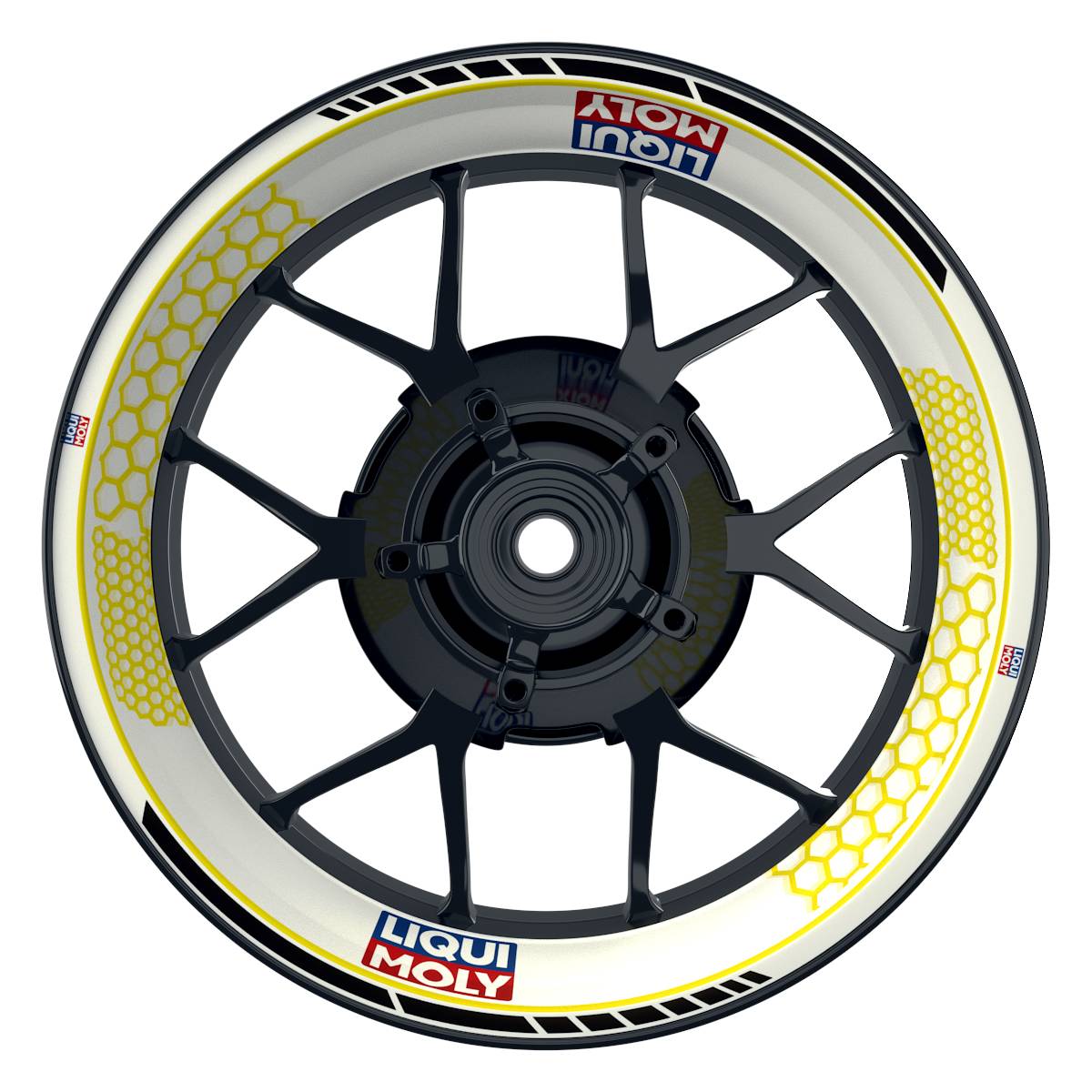 Felgenaufkleber Liqui Moly Motiv Hexagon weiss Wheelsticker Premium gelb