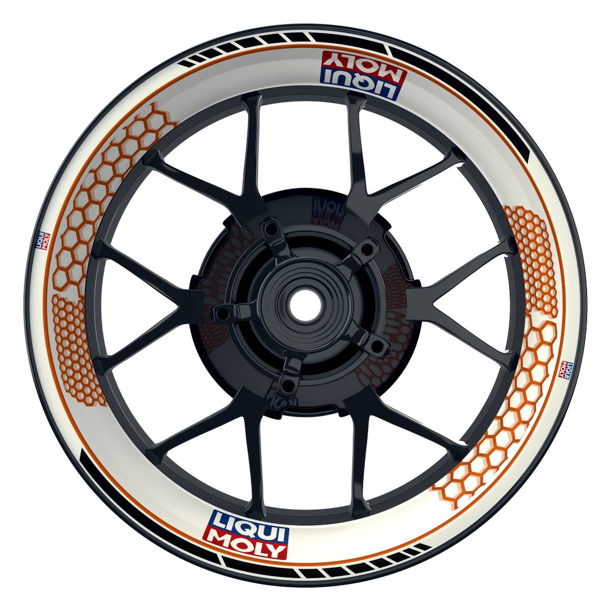 Felgenaufkleber Liqui Moly Motiv Hexagon weiss Wheelsticker Premium orange