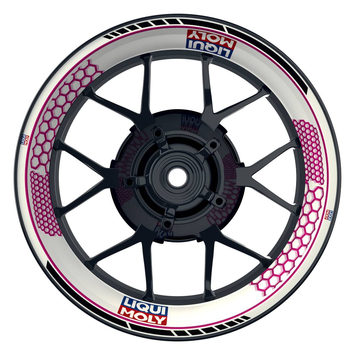 Felgenaufkleber Liqui Moly Motiv Hexagon weiss Wheelsticker Premium pink