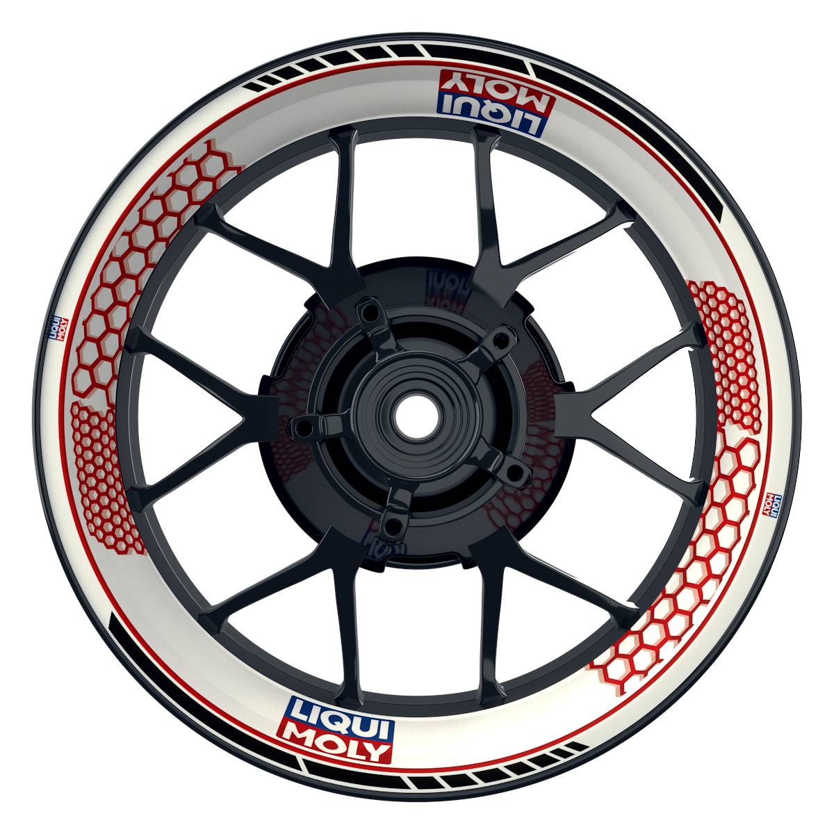 Felgenaufkleber Liqui Moly Motiv Hexagon weiss Wheelsticker Premium rot