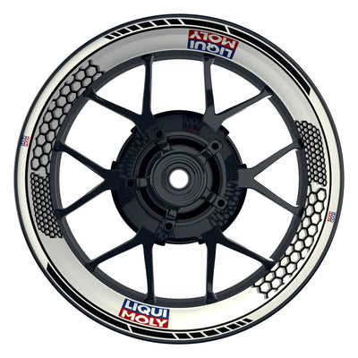 Felgenaufkleber Liqui Moly Motiv Hexagon schwarz Wheelsticker Premium weiss