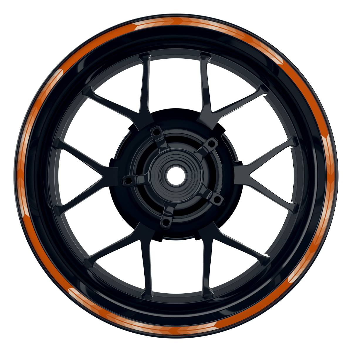 Felgenrandaufkleber Arrow orange Frontansicht