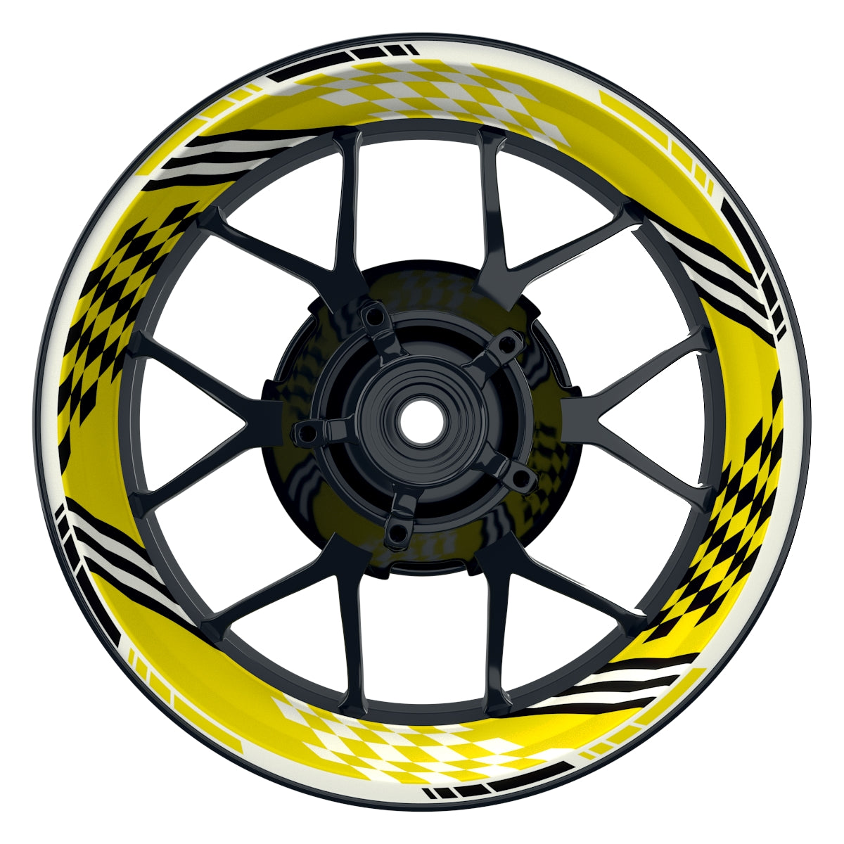 Felgenaufkleber RACING V4 Premium geteilt gelb