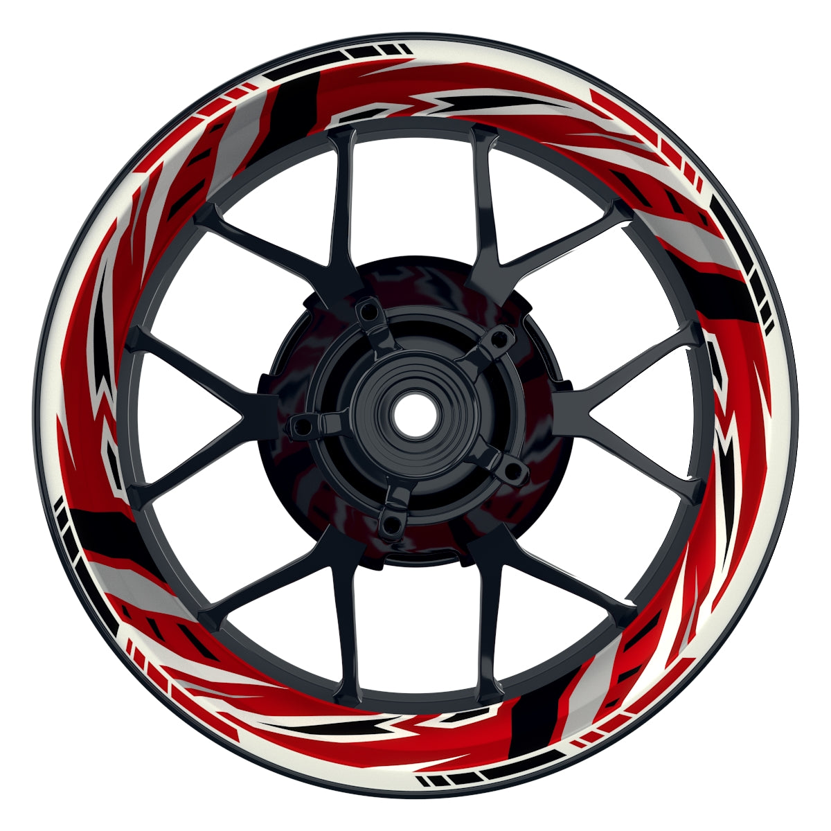 Felgenaufkleber RACING V5 Premium geteilt rot