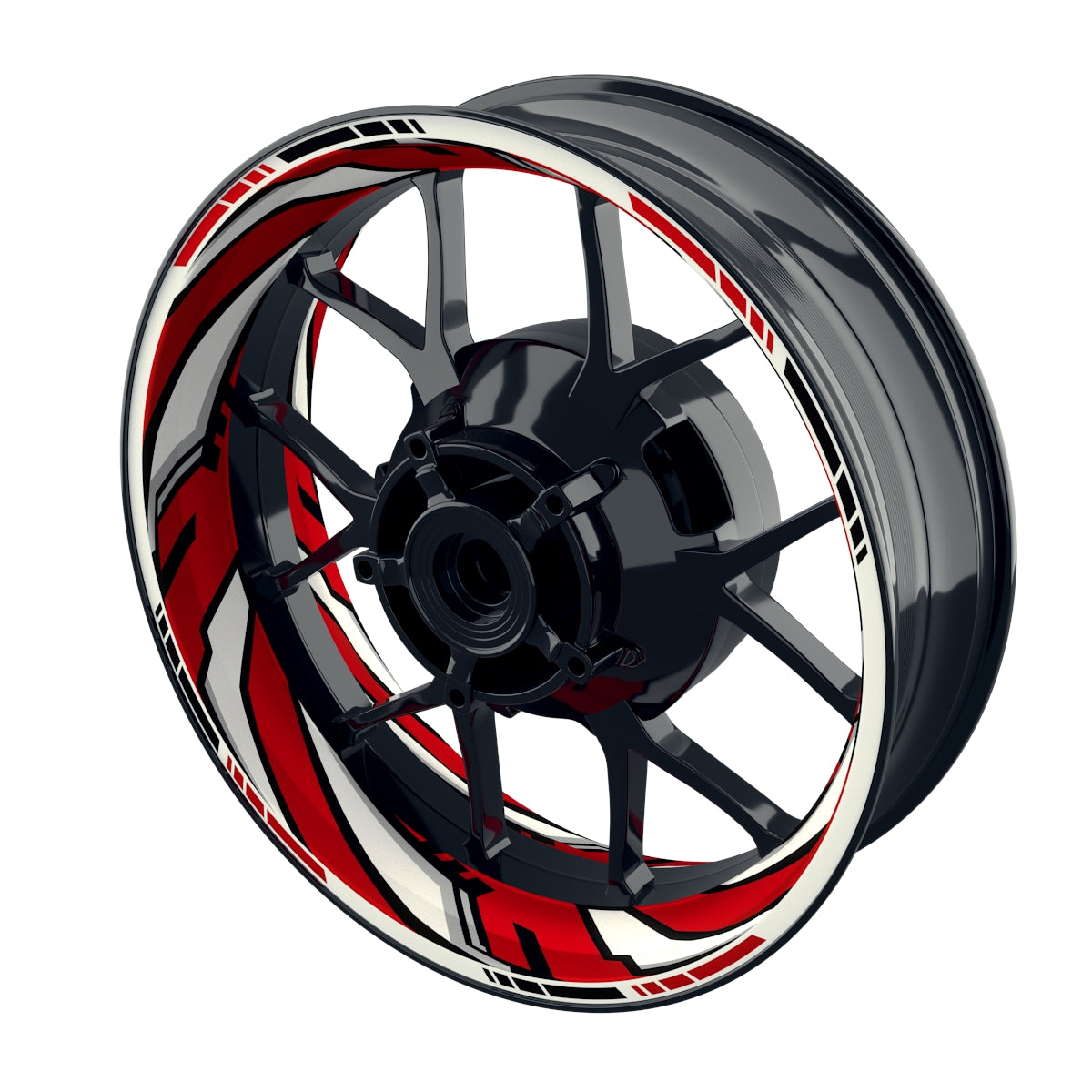Felgenaufkleber RACING V7 Premium geteilt rot