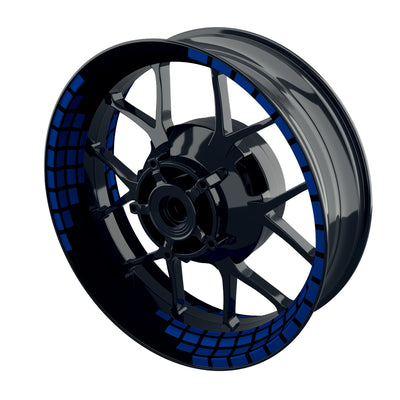 Individuelle Felgenaufkleber "Rectangles" schwarz Premium Wheelsticker blau