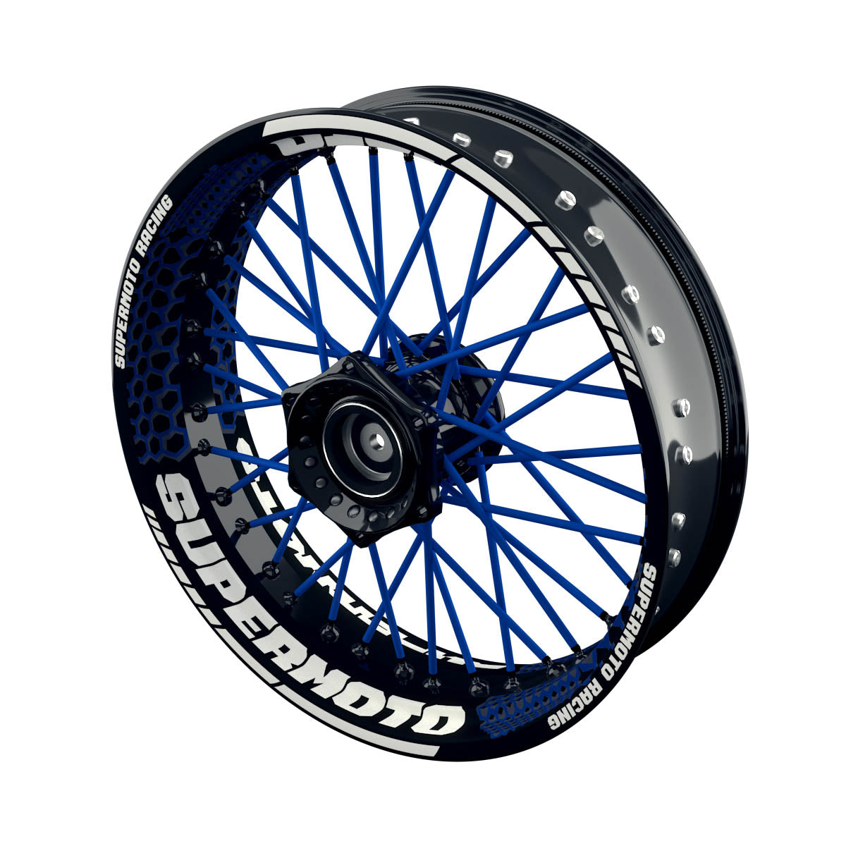 Felgenaufkleber Supermoto Design Hexagon S blau