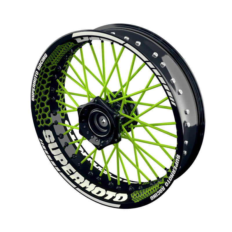 Felgenaufkleber Supermoto Design Hexagon S grün