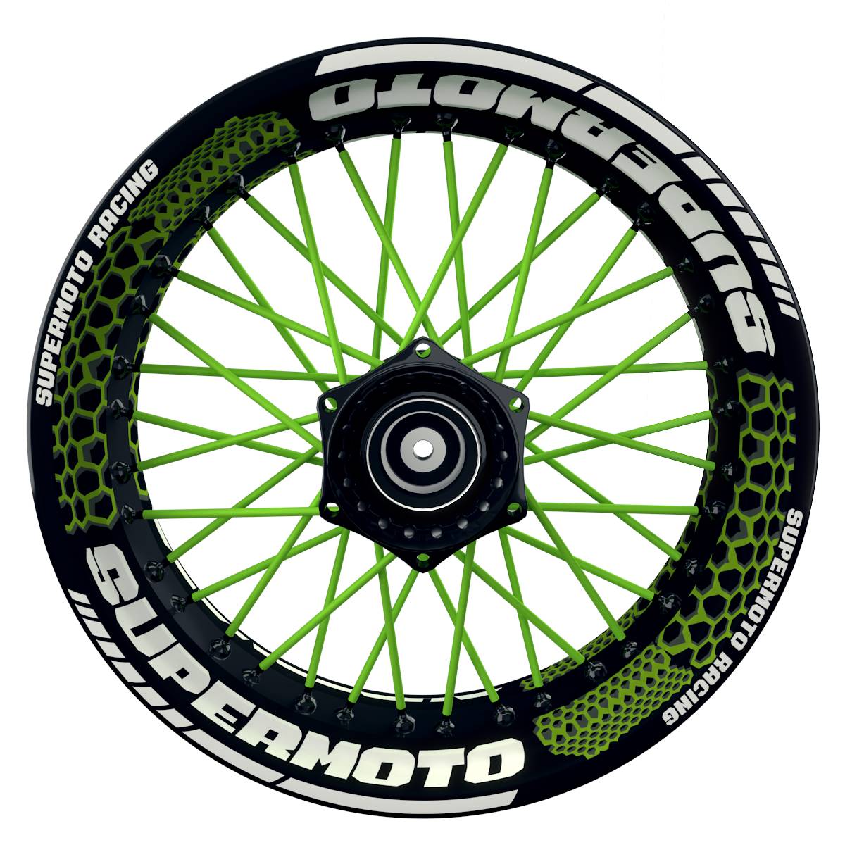 Felgenaufkleber Supermoto Design Hexagon S grün